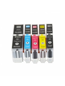 Canon CCLI651X Compatible B,PB,C,M,Y High Yield Ink Cartridge (with chip) Bundle