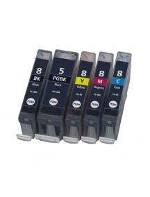 Canon PGI5, CLI8 Compatible B,PB,C,M,Y Ink Cartridge (with chip) Bundle